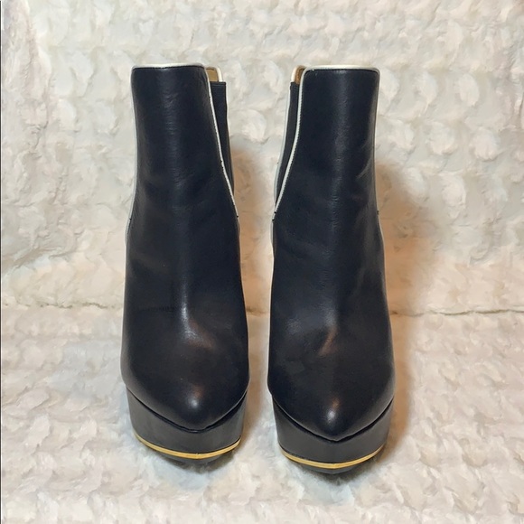 L.A.M.B Black leather point toe wedge - Picture 2 of 6